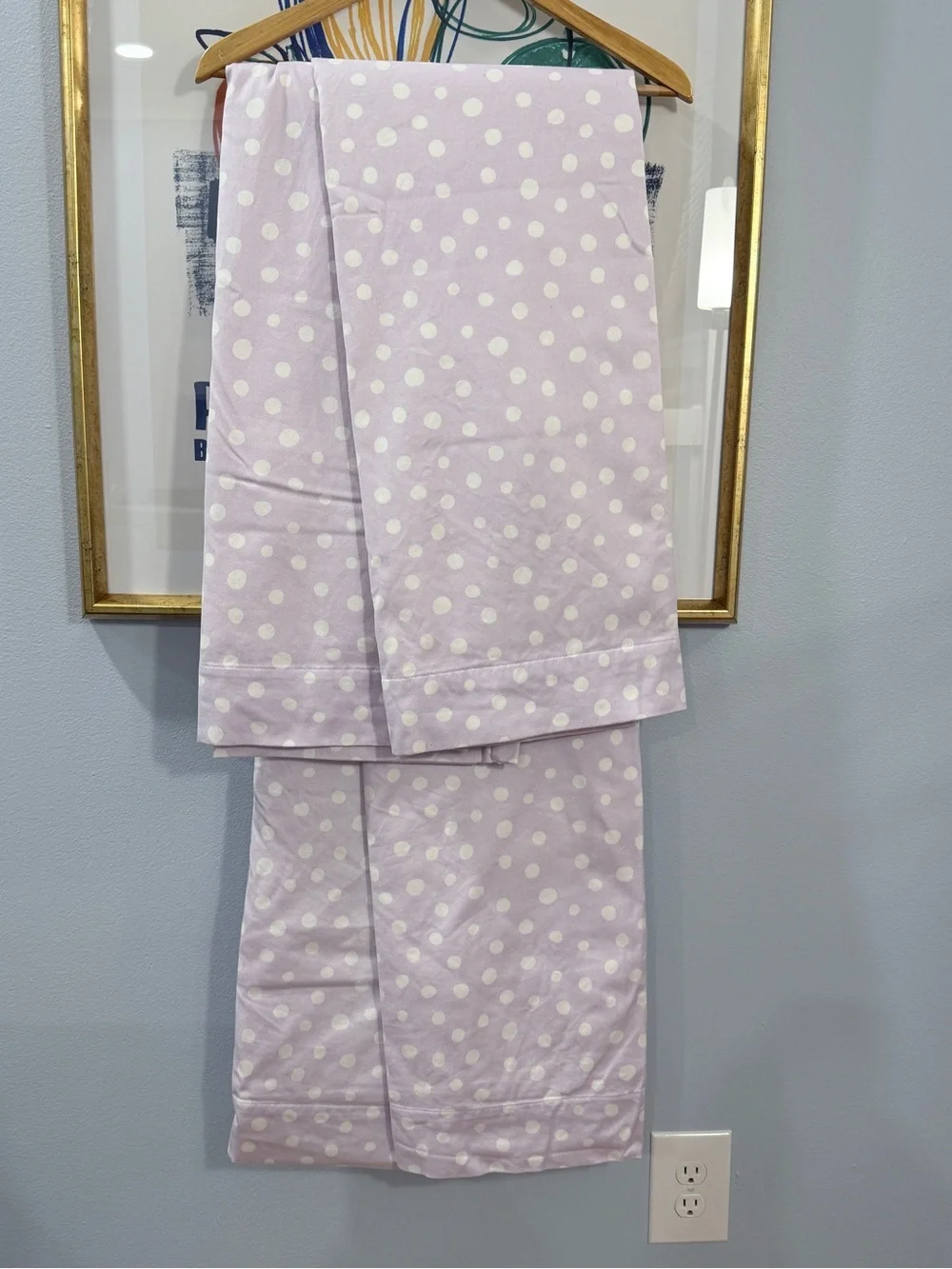 Pottery Barn Lavender Polka Dot Light Blocking Curtains Pair
